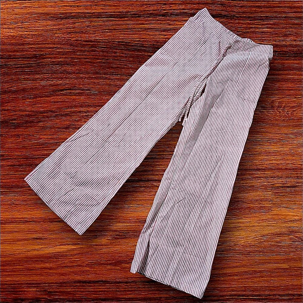 Pink and White Striped Pull On Bootcut Pants